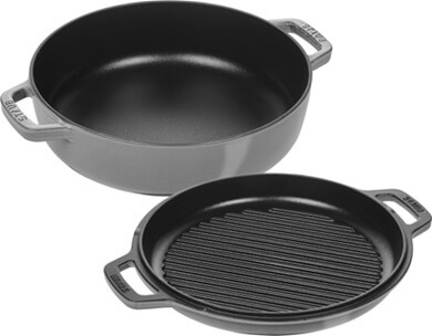Staub Cast Iron Braise&Grill Set round, 26cm, grey 40508-280-0 - Image 2