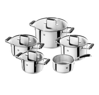 ZWILLING Poletto Cookware Set 5pcs stainless steel, glass lids 1023673