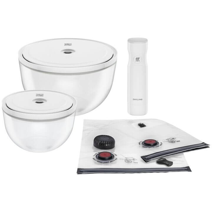 ZWILLING Fresh & Save Bowls Vacuum starter set glass M/L, white,9pcs. 1031014
