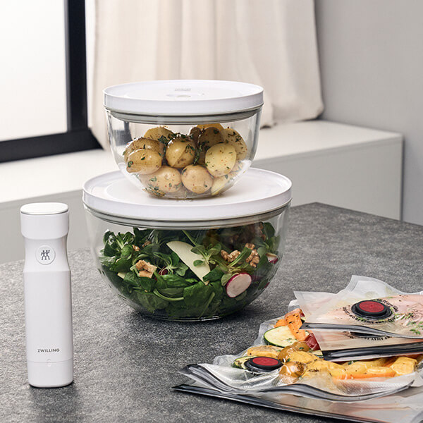 ZWILLING Fresh & Save Bowls Vacuum starter set glass M/L, white,9pcs. 1031014 - Image 2
