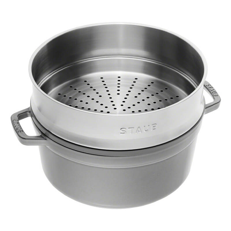 Staub Cocotte + steamer Grey 3.8 L, 24cm 40508-819-0/1010570 - Image 3